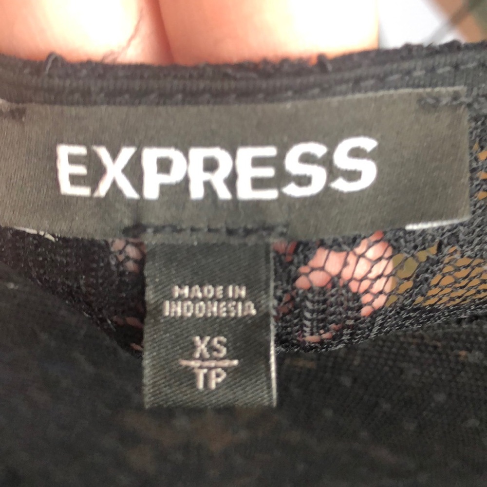Express Size XS Black Lace Floral Midi Dress - Picture 7 of 12